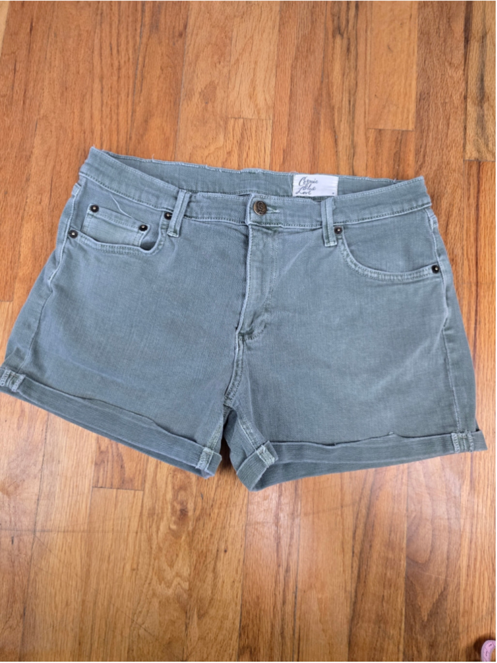Women's Cosmic Blue Love Jean Shorts Green Size 29